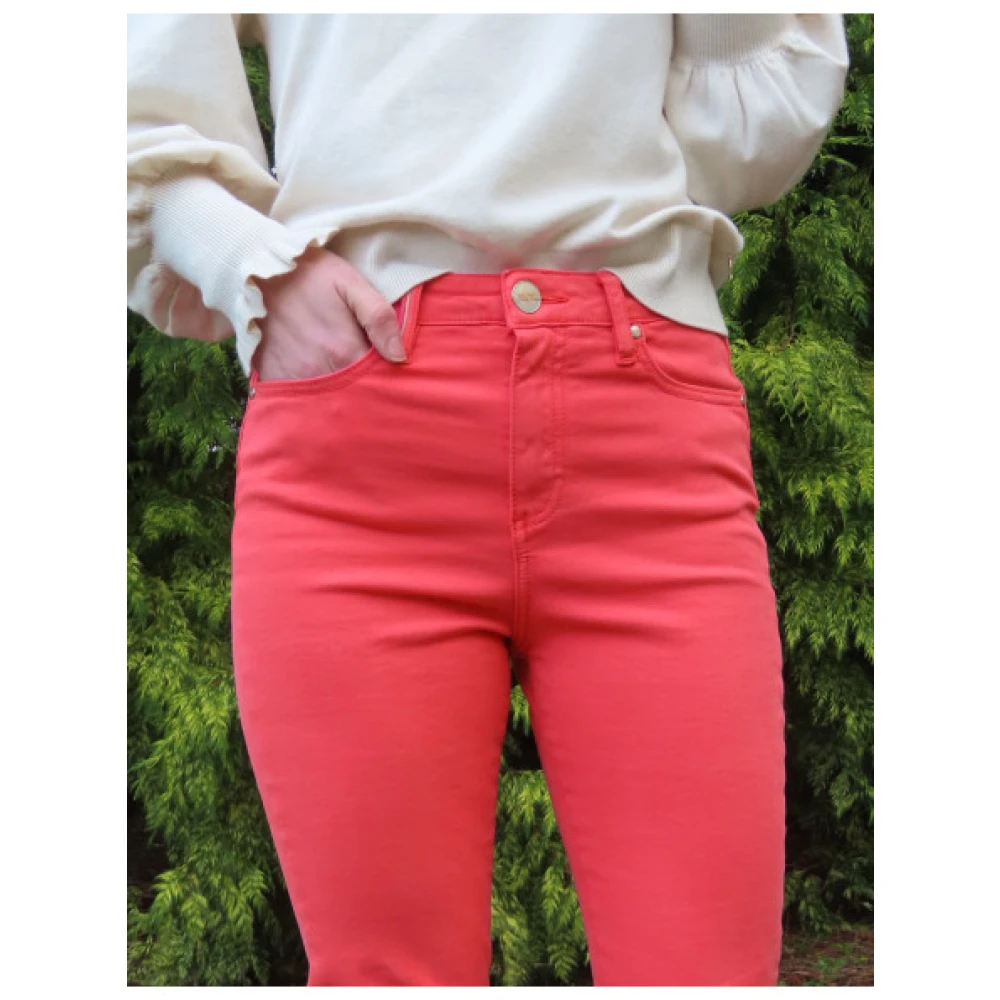 Islow Hoge Taille Slim Fit Katoenen Broek Red Dames