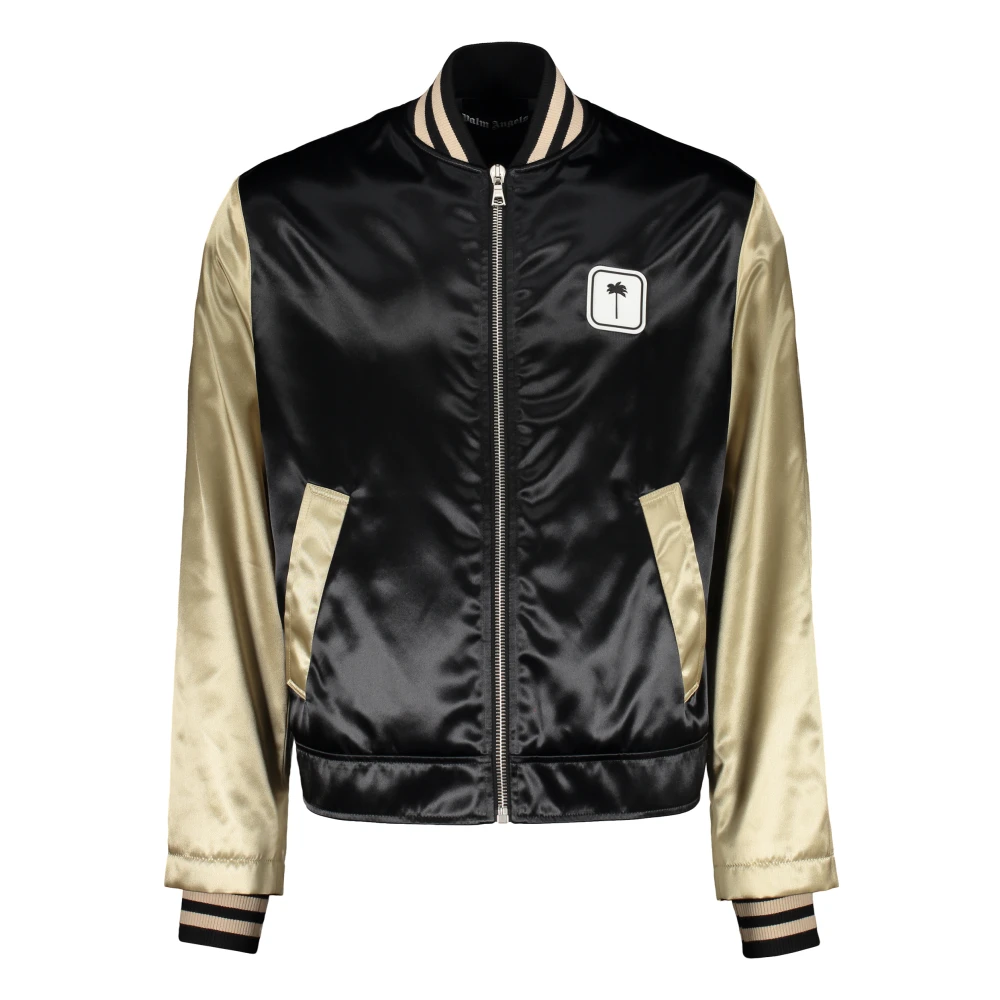 Palm Angels Nylon Bomberjack met Logo Detail Black Heren