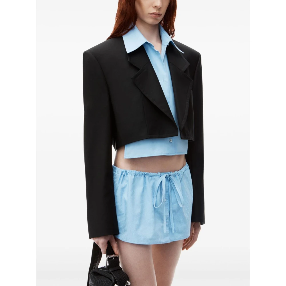 alexander wang Zwarte wollen stretch crop jas Black Dames