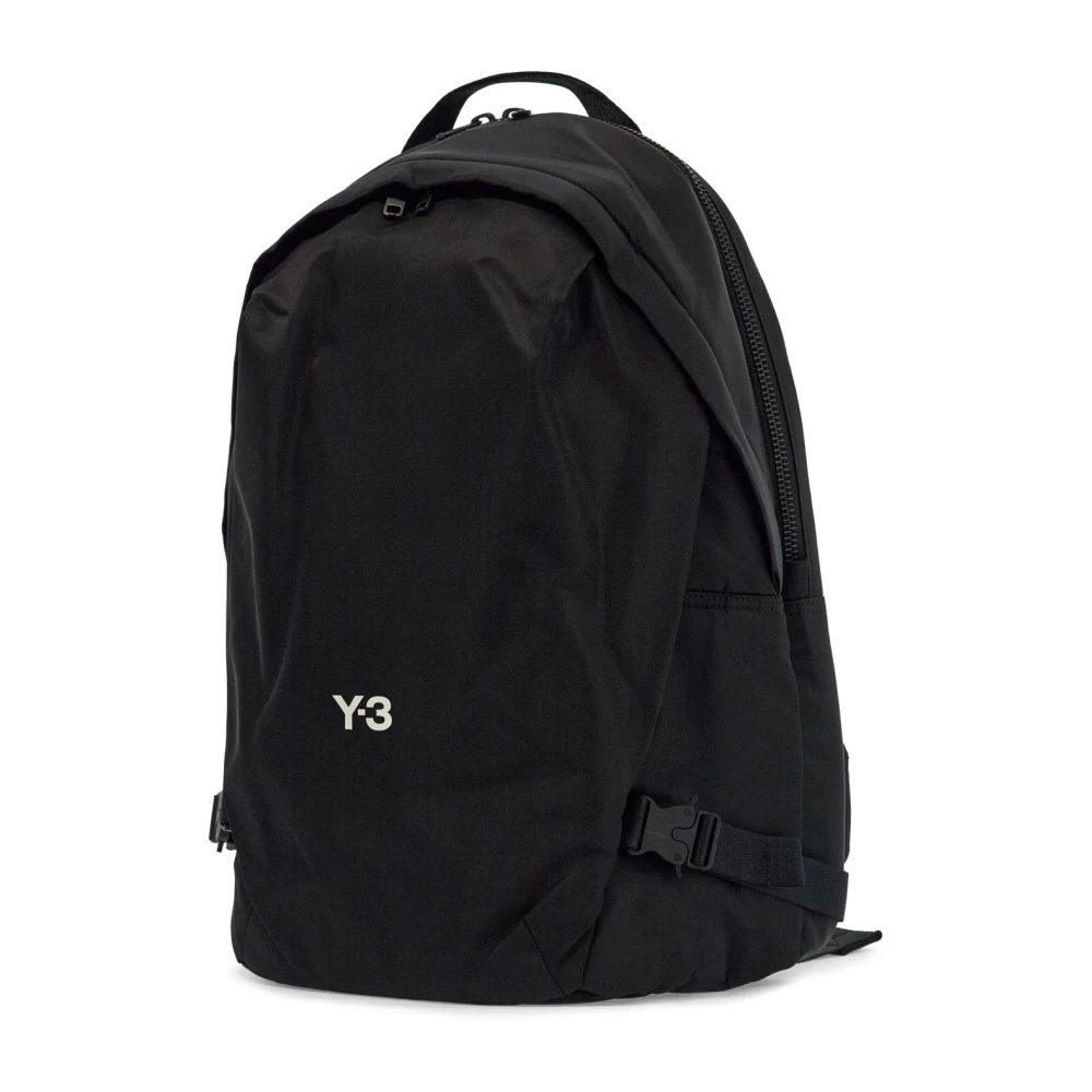 Y-3 Minimalistische Polyester Rugzak met Gewatteerde Banden Black Heren