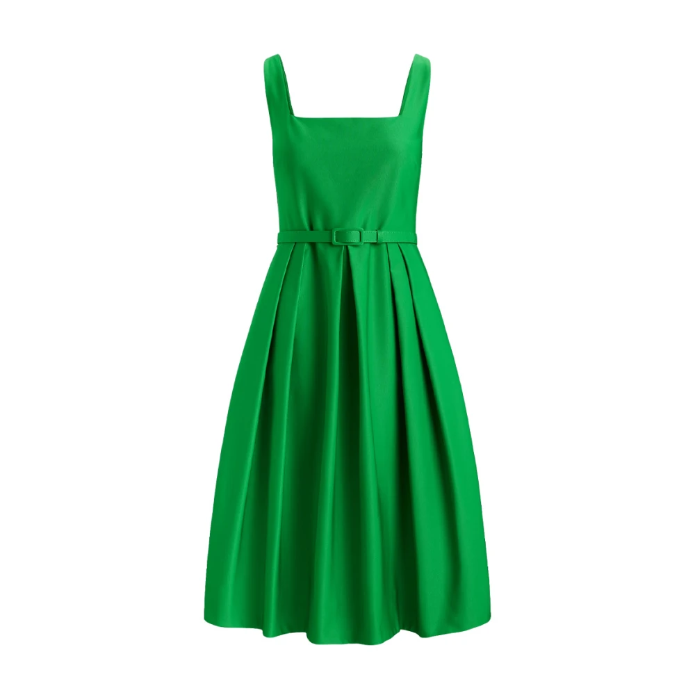 Ralph Lauren Grön Pleated Belted Dress