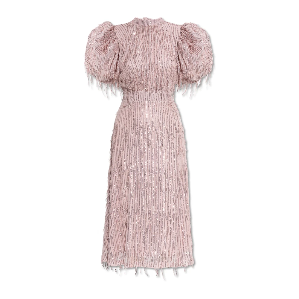 Rotate Birger Christensen Paillettenjurk met Franjes en Glinstering Pink Dames