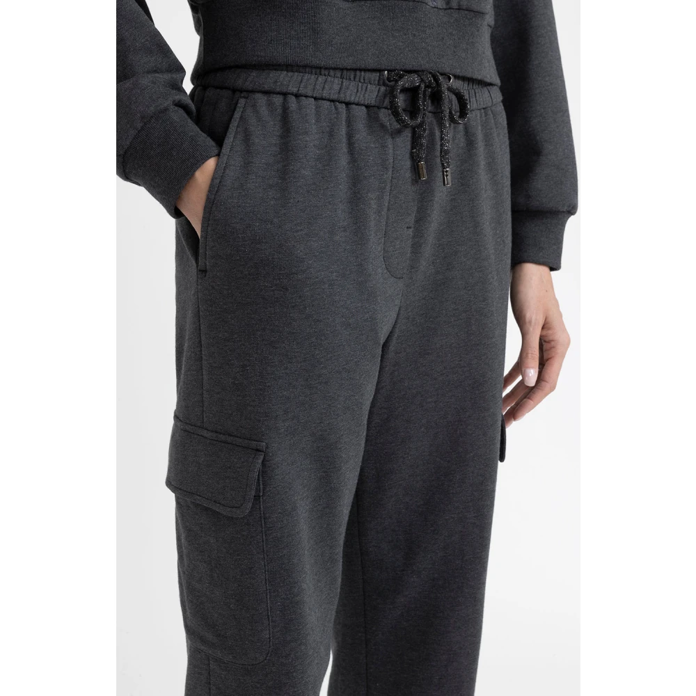 PESERICO Katoenen fleece joggers Gray Dames