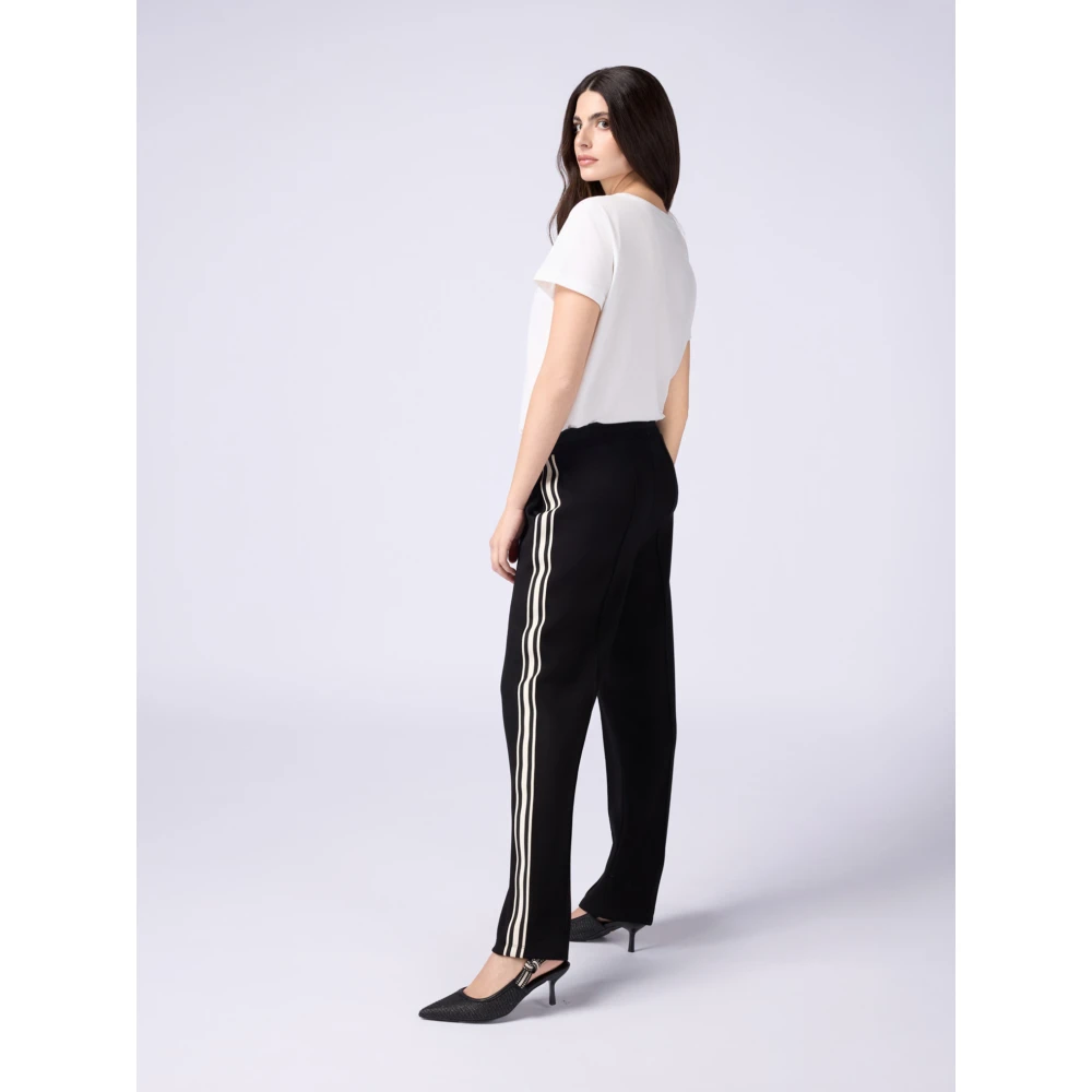 Oltre Joggers soft touch met contrasterende profielen Black Dames