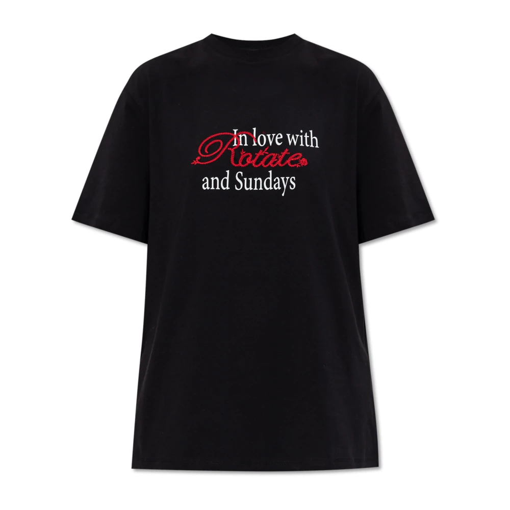 Rotate Birger Christensen T-shirt met Logo Black Dames