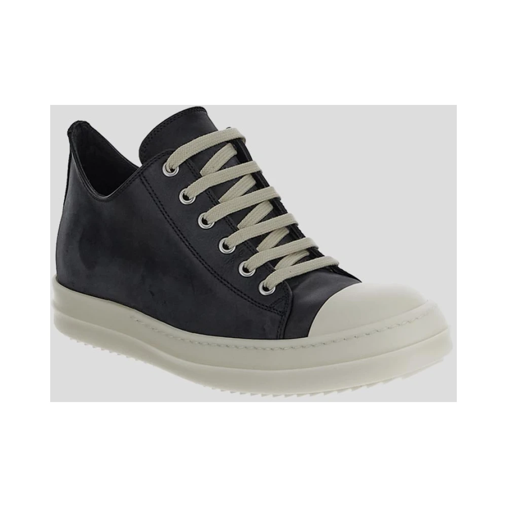 Rick Owens Lage Sneakers van Leer Black Dames