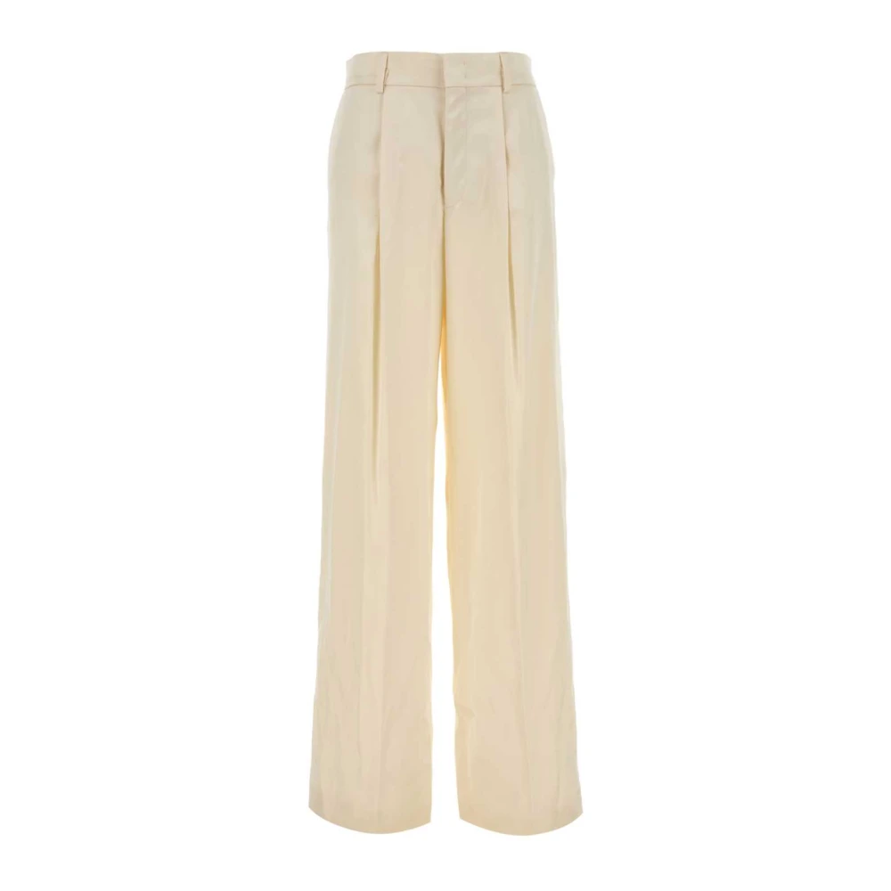 Alberta Ferretti Women's White Wide Satin Trousers