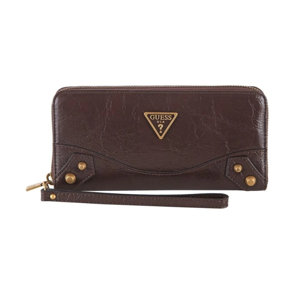 Guess Bruine PU Leren Portemonnee met Metalen Logo Brown Dames