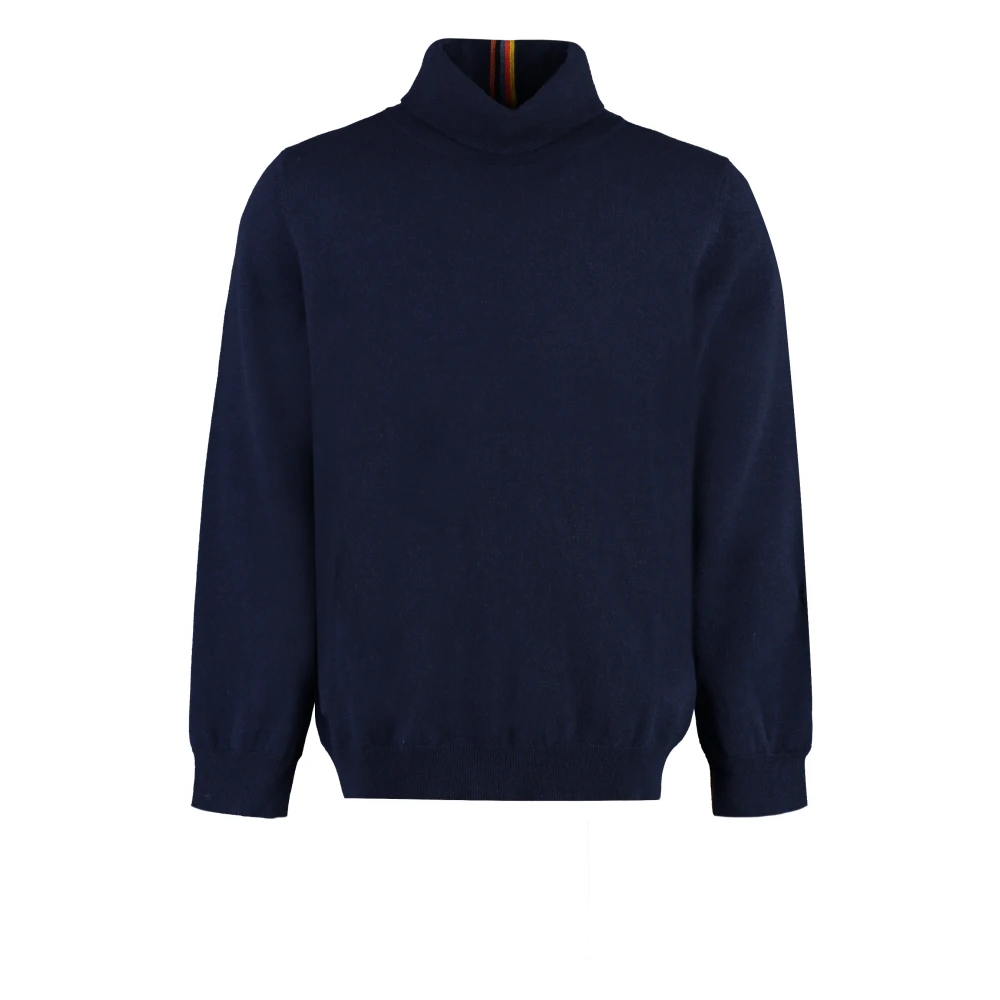 PS By Paul Smith Geribbelde Cashmere Coltrui Blue Heren