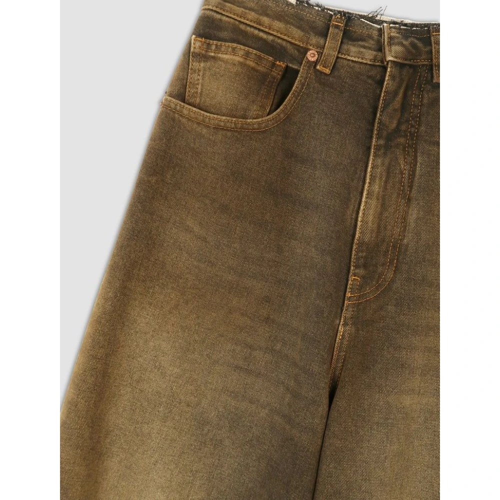 MM6 Maison Margiela Blauwe Wide Leg Katoenen Jeans Blue Dames