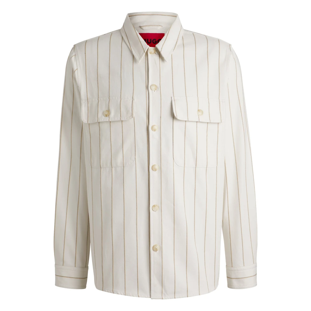 Hugo Boss Vintage knoop overshirt voor gelaagde looks Beige Heren