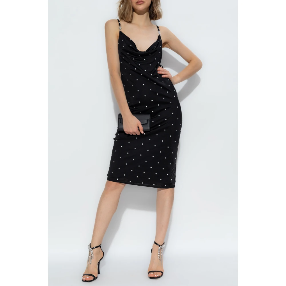 Versace Jurk met decoratieve afwerking Black Dames