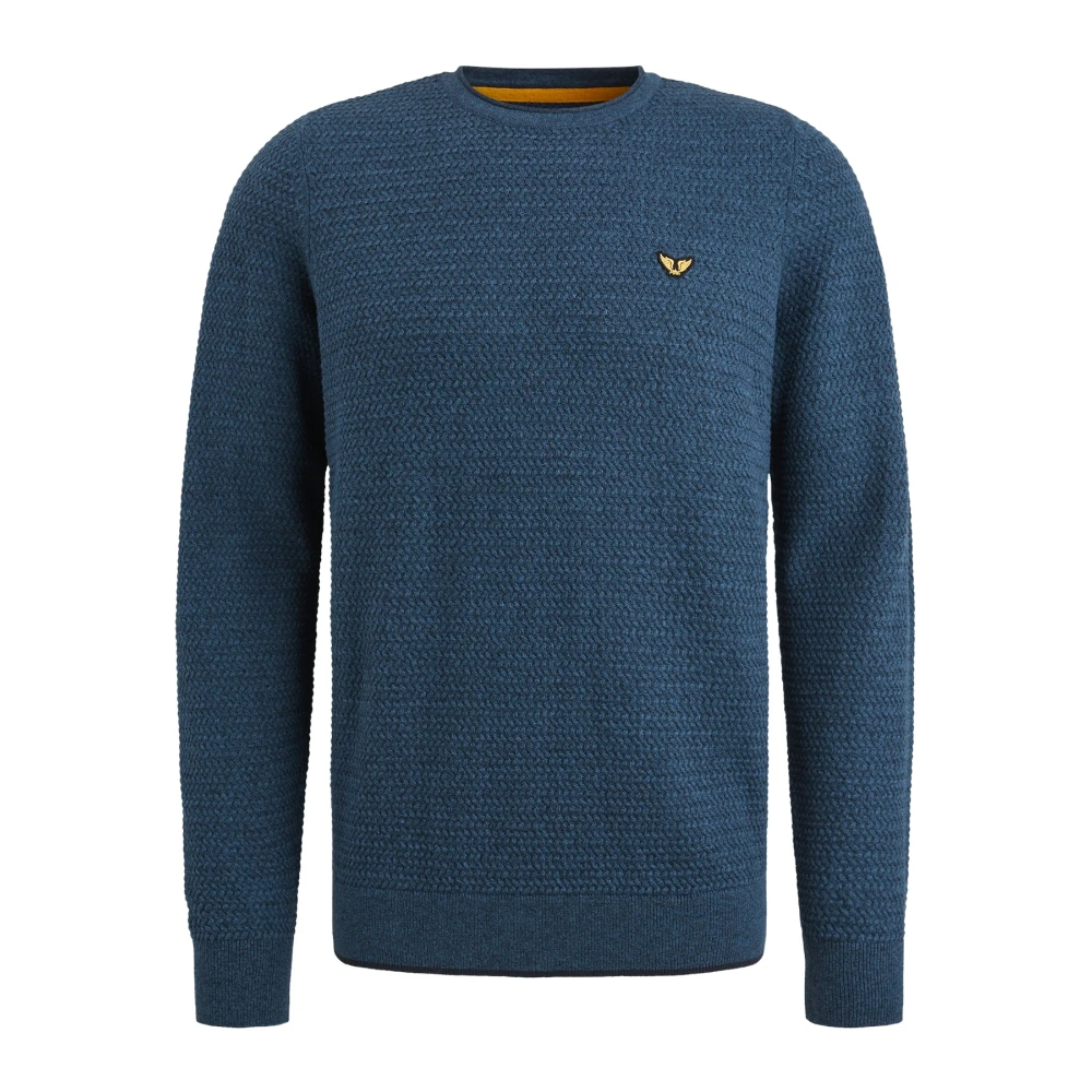 PME Legend Ronde Hals Katoen Mouline T-shirt Blue Heren