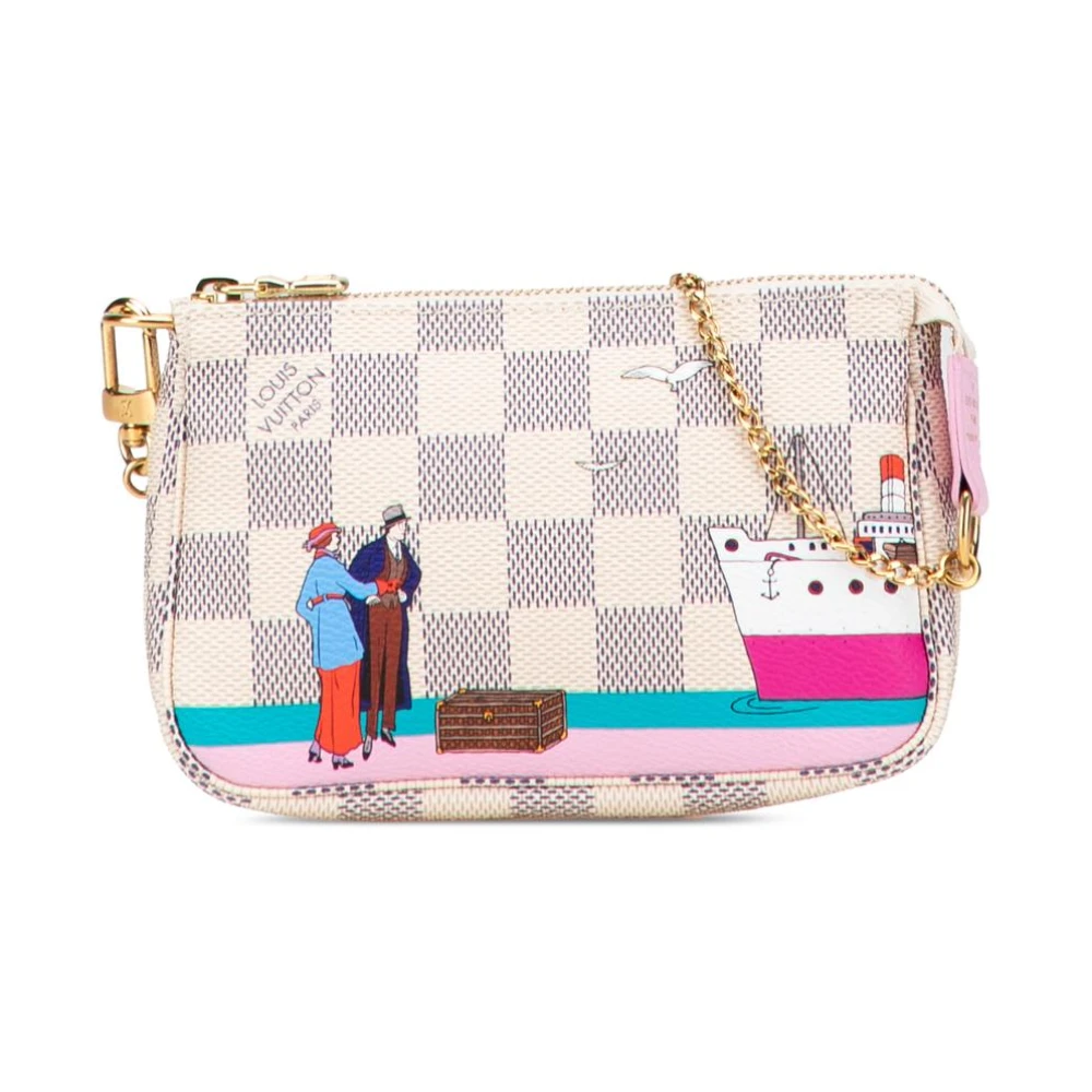 Louis Vuitton Vintage Women's White Pre-Owned Chain Embellished Pouch