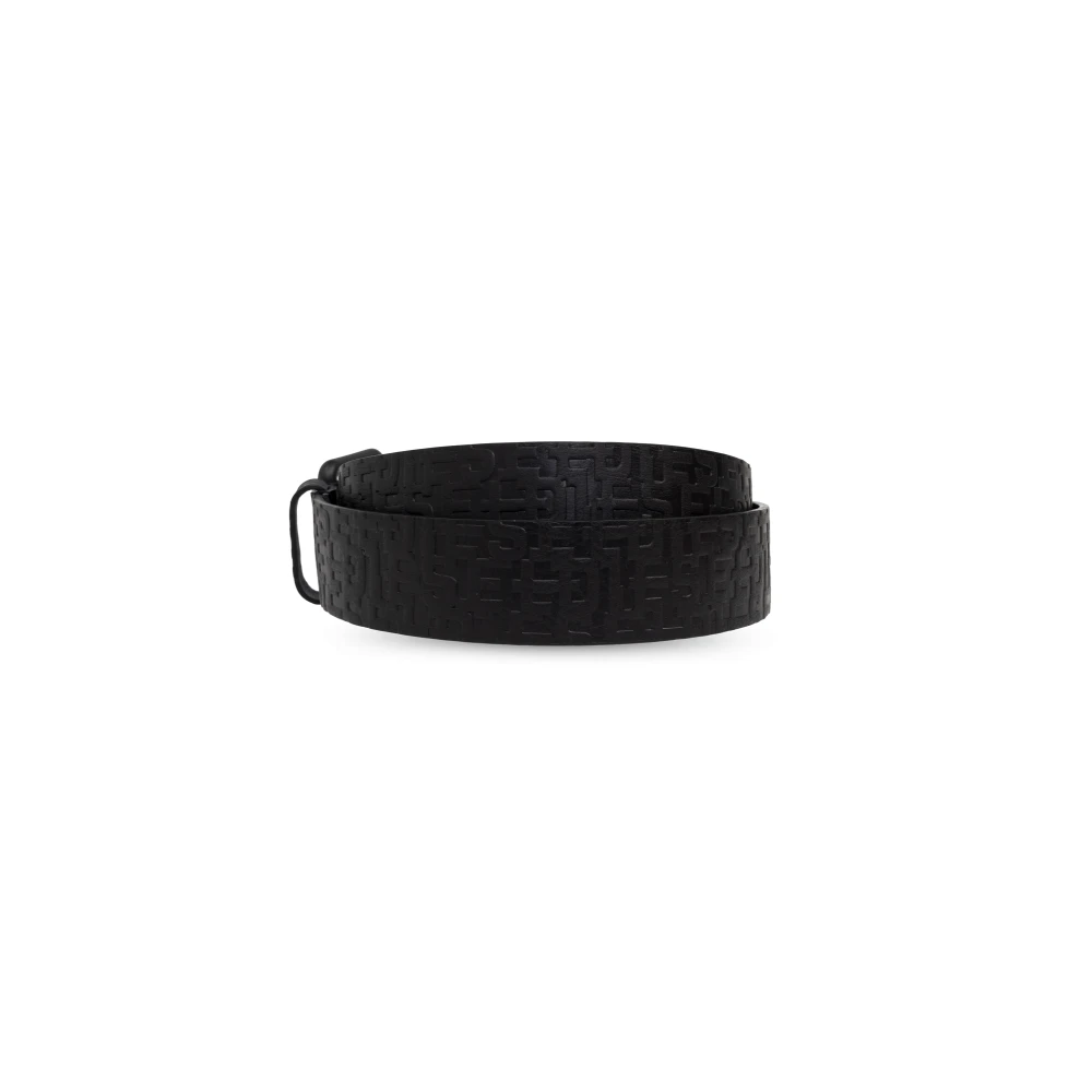 Diesel Leren riem B-Monogram Black Heren