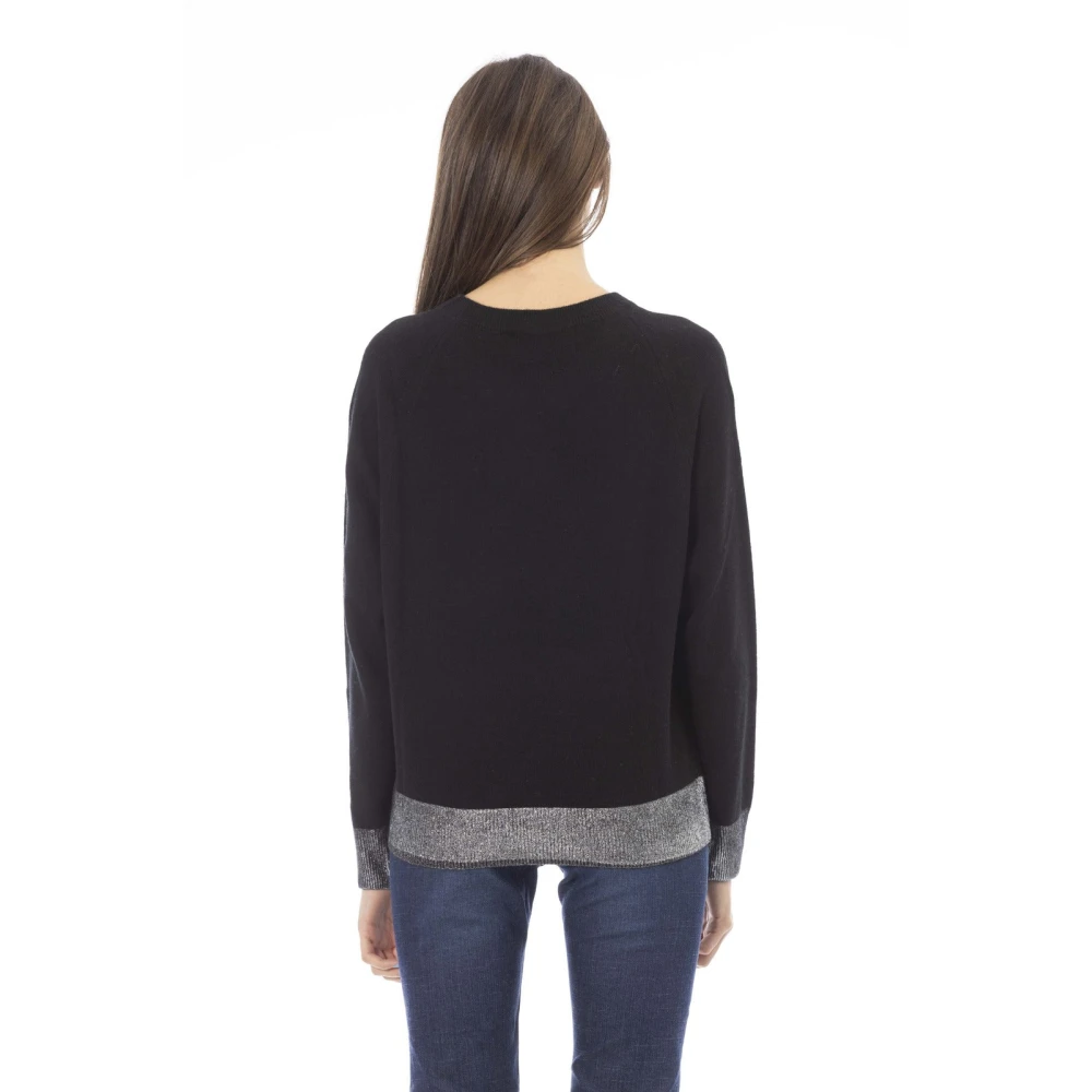 Baldinini Trendy Longsleeve Gebreide Top Black Dames