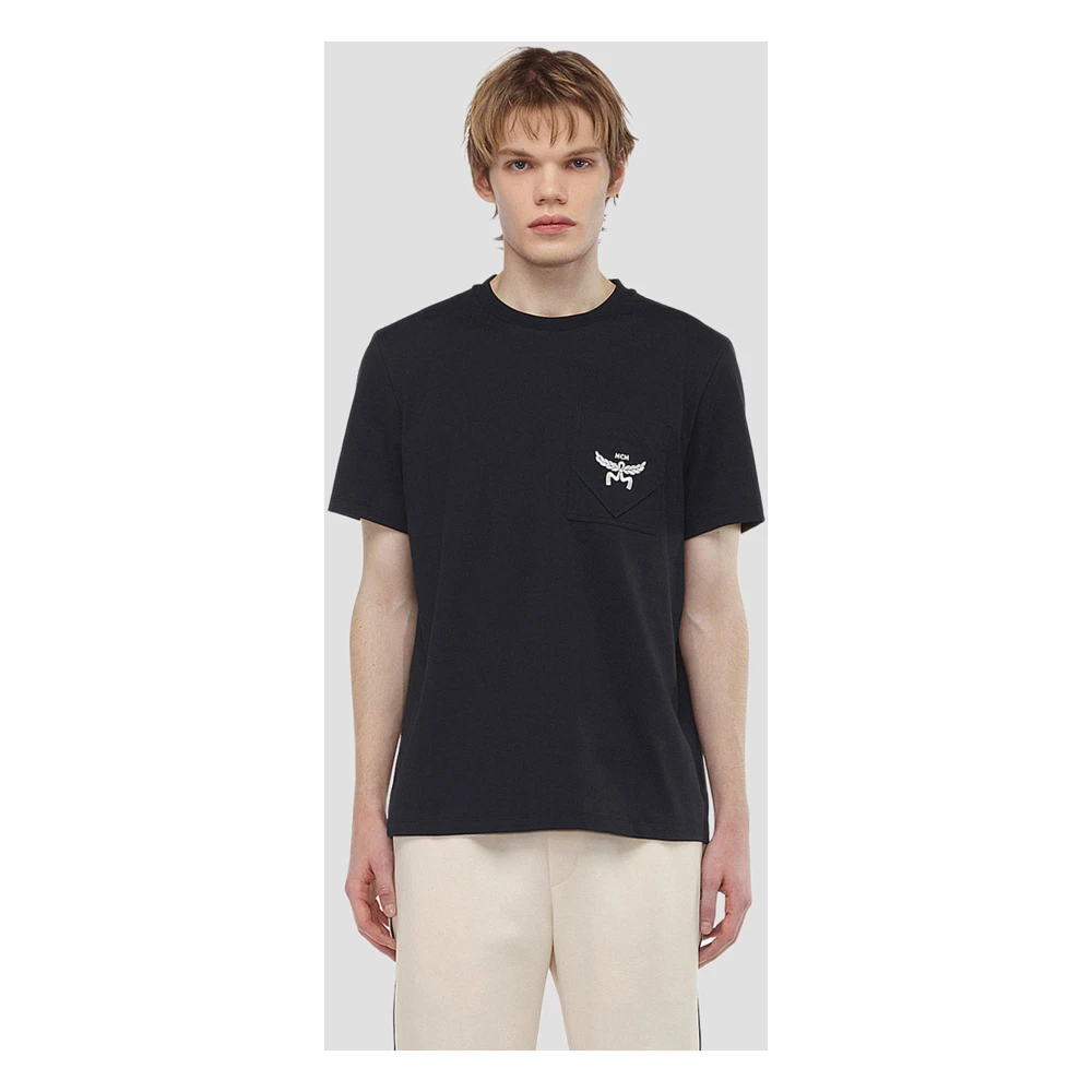 MCM T-shirt Essential gemaakt van biologisch katoen met logo op borstzak Blue Heren