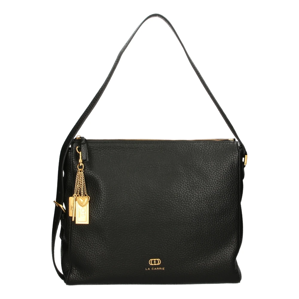 La Carrie Zwarte schoudertas met gouden accenten Black Dames
