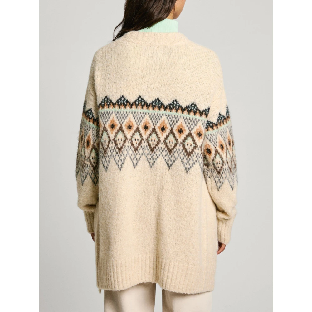 Pepe Jeans Fairisle Jacquard Gebreide Vest Wit Beige Dames