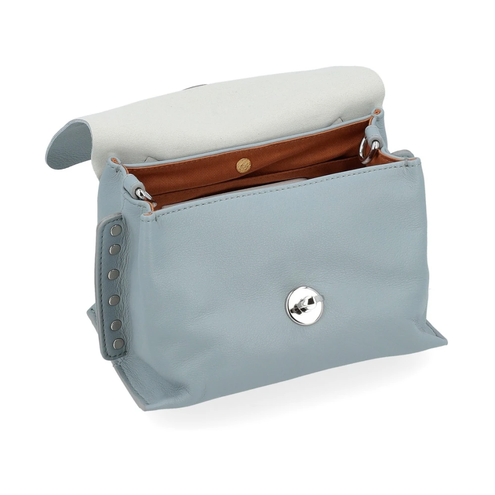 Zanellato Blauwe leren crossbody handtas met studs Blue Dames