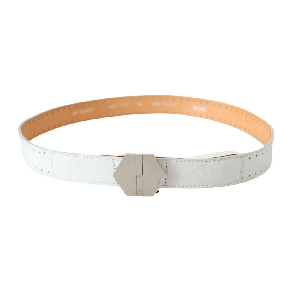 Gianfranco Ferré Unisex White Hexagon Logo Buckle Waist Belt