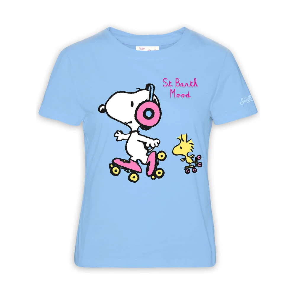 MC2 Saint Barth Snoopy Mood Crew Neck T-Shirt Blue Dames