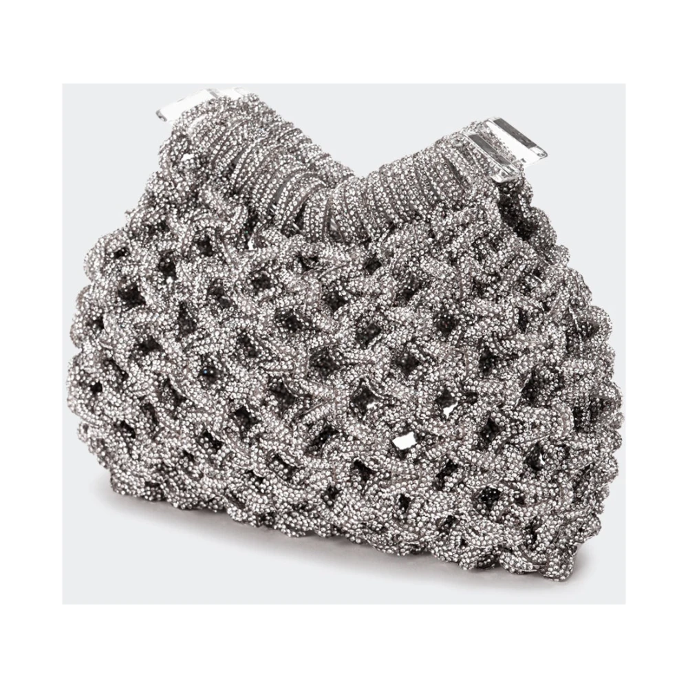 Hibourama Handgemaakte Kristallen Mini Clutch Gray Dames