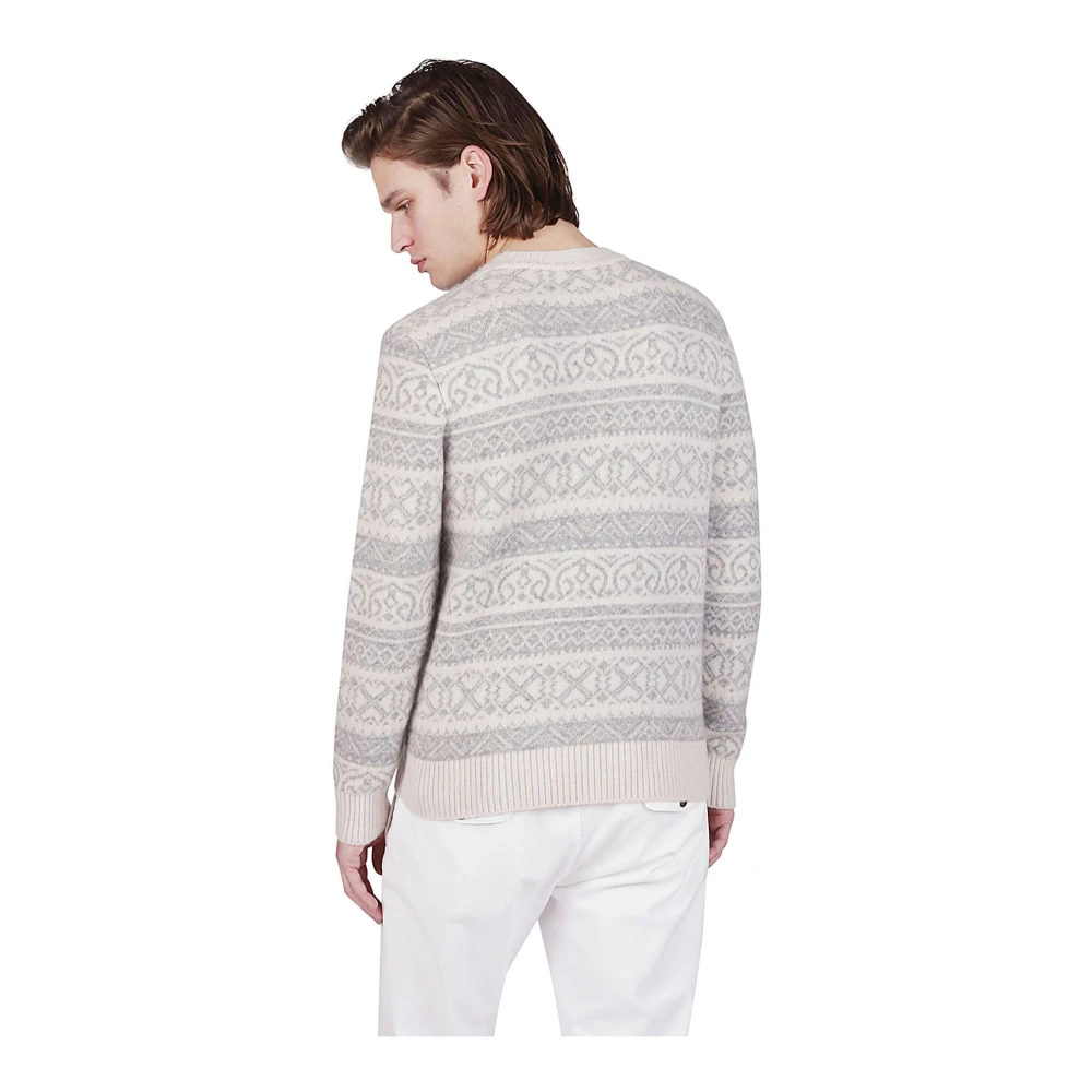 Eleventy Kasjmier Zijde Jacquard Trui Gray Heren