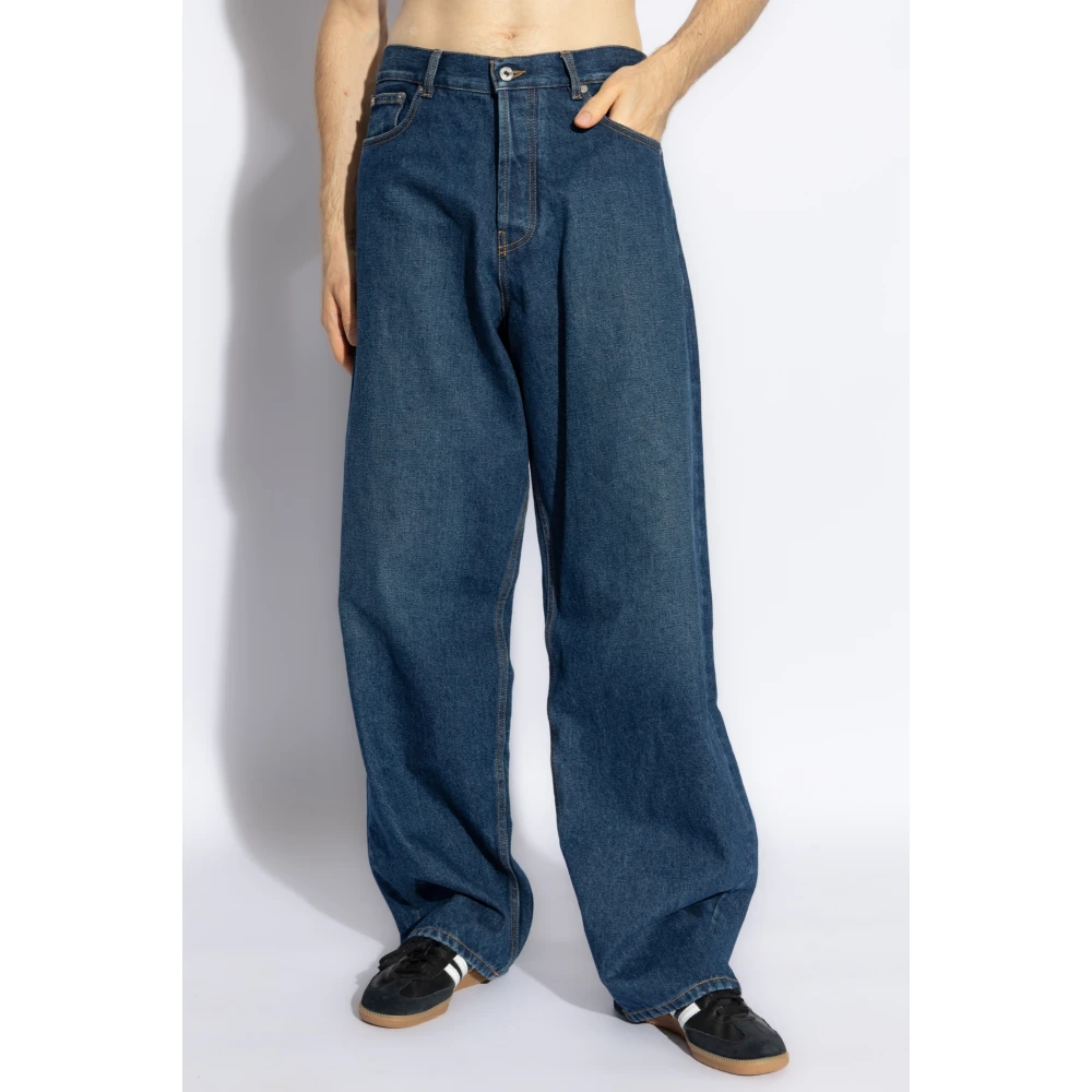 Off White Jeans met logo Blue Heren