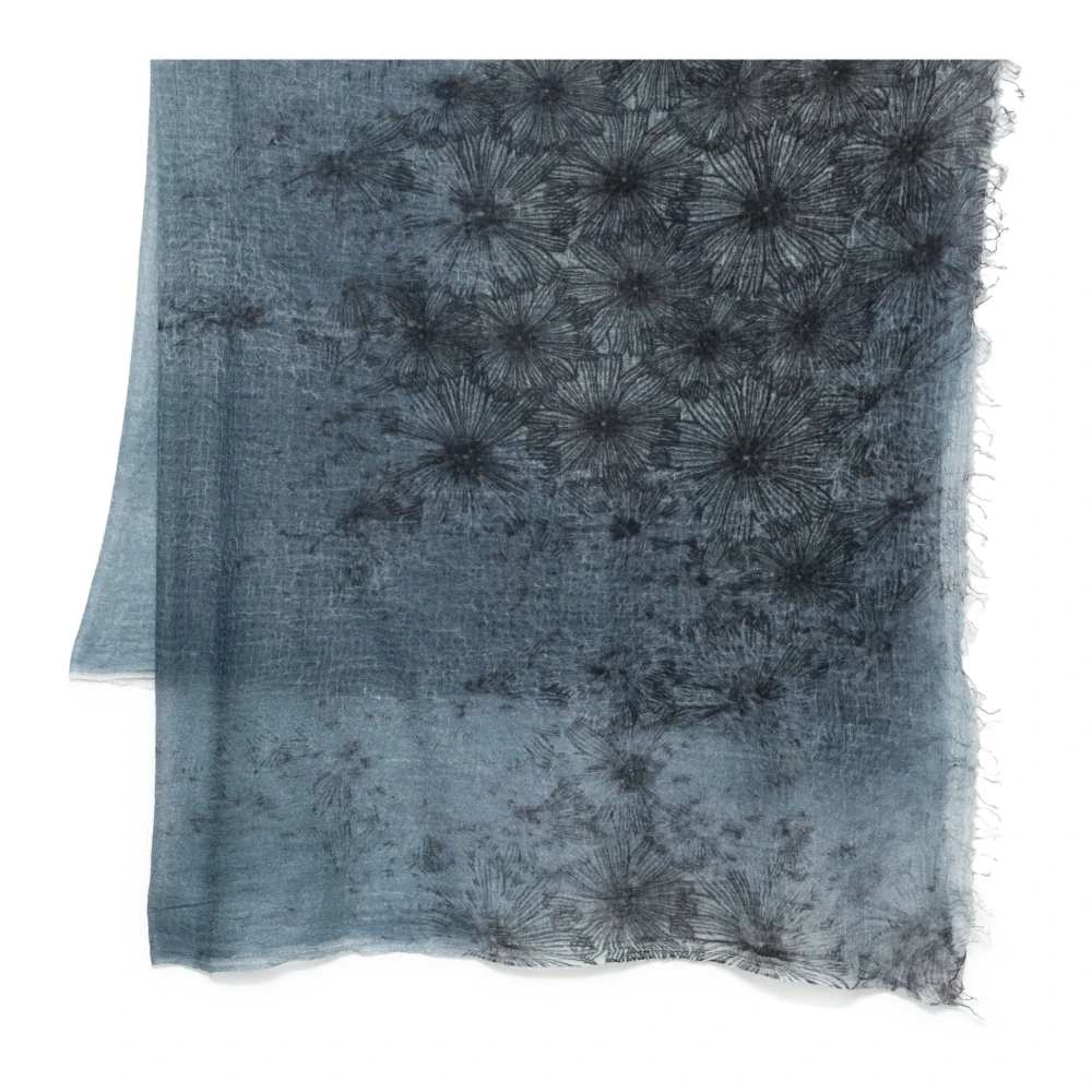 Avant Toi Daisy Print Sjaal met Franjes Blue Heren