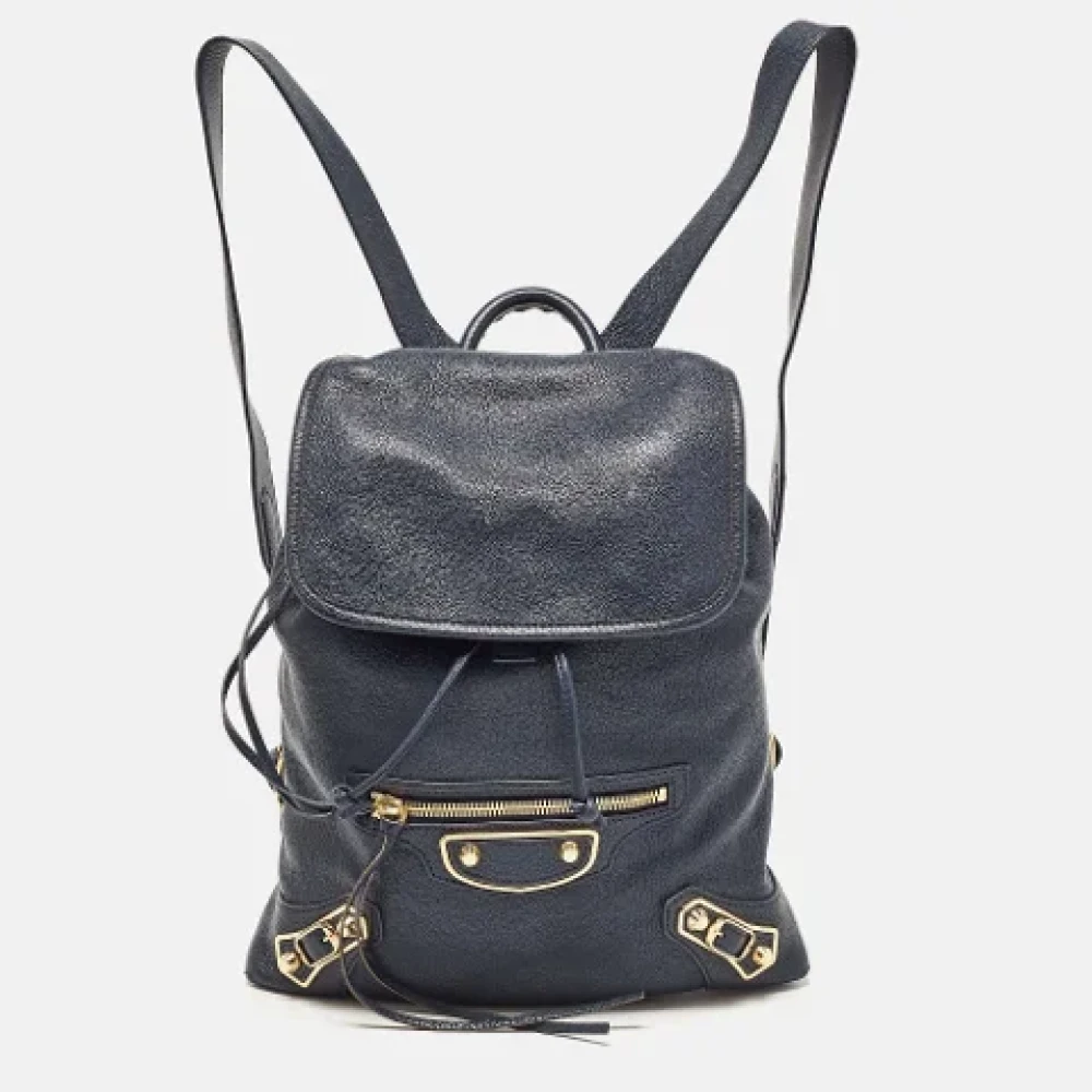Balenciaga Vintage Pre-owned Leather backpacks Blue Dames