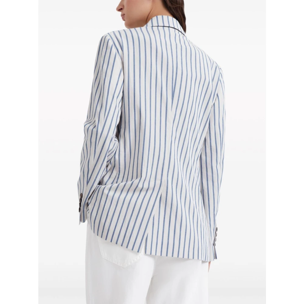 BRUNELLO CUCINELLI Gestreepte Blazer voor Stijlvolle Look Gray Dames