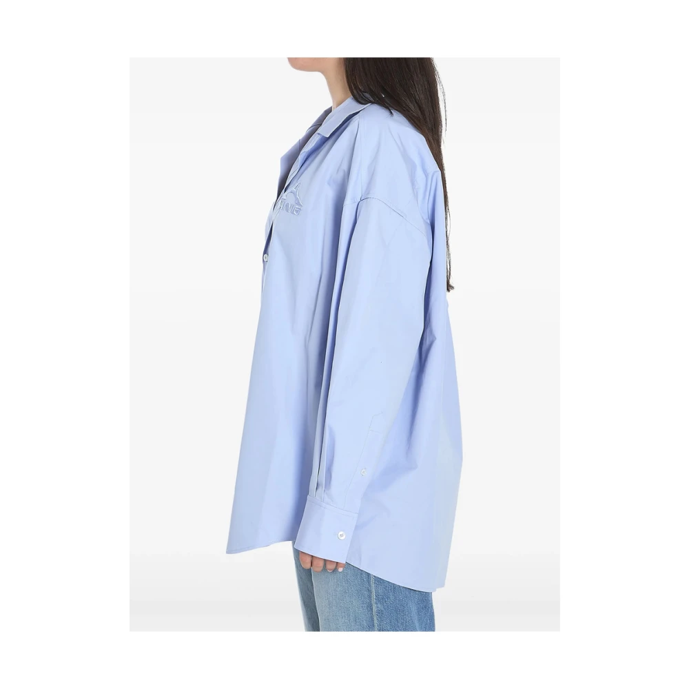 alexander wang Lichtblauw Geborduurd Logo Overhemd Blue Dames