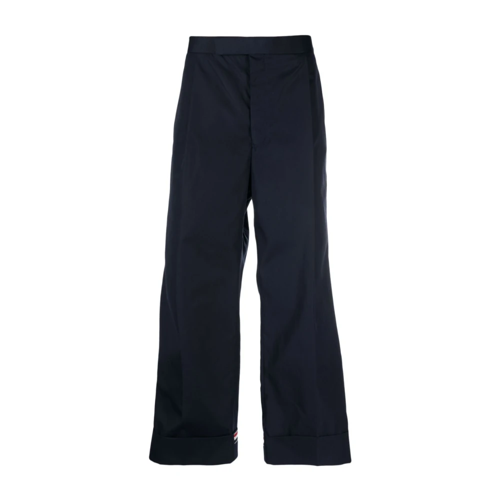 Thom Browne Marinblåa Wide-Leg Cropped Byxor Blue, Herr