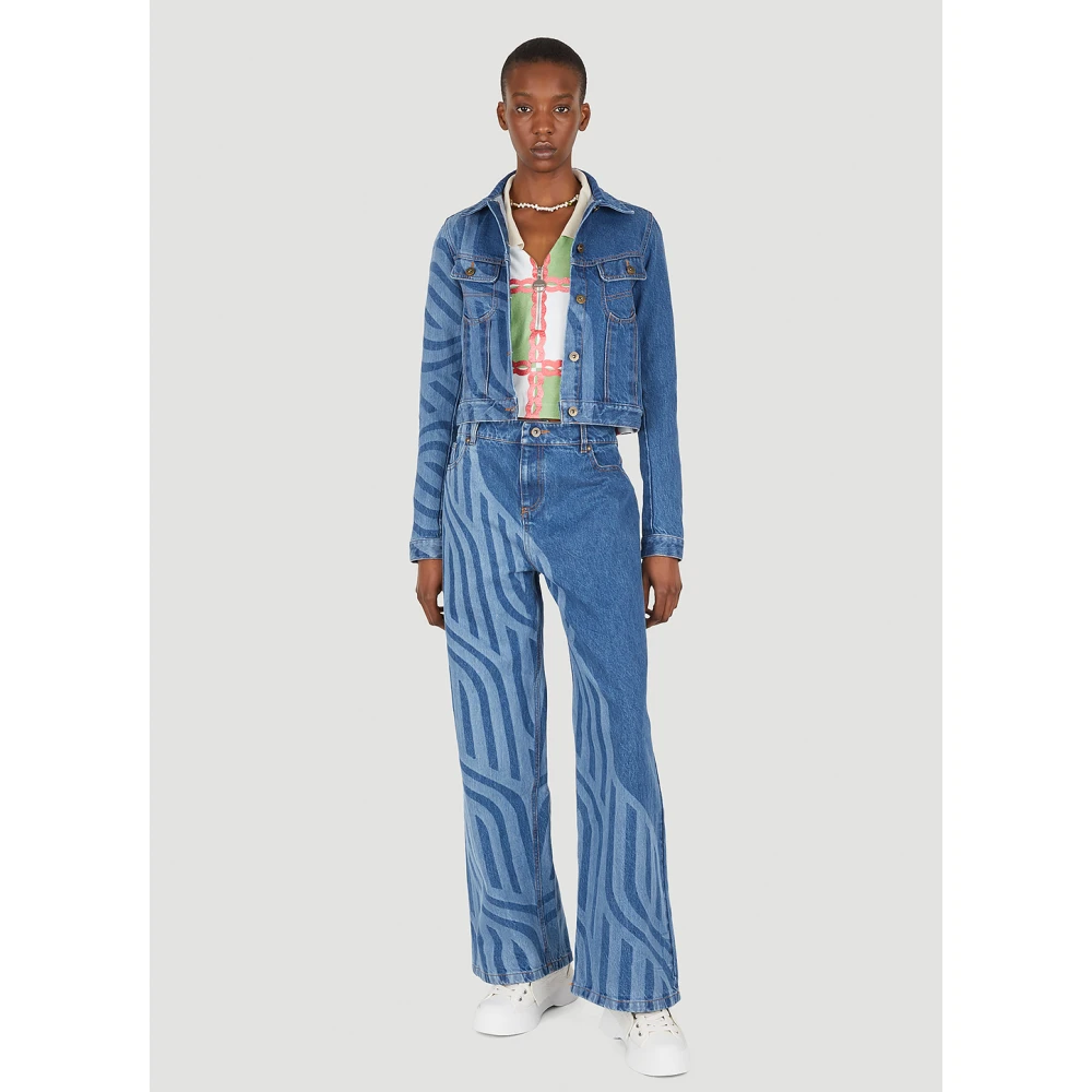 Ahluwalia Denim Jack met Laser Motief Blue Dames