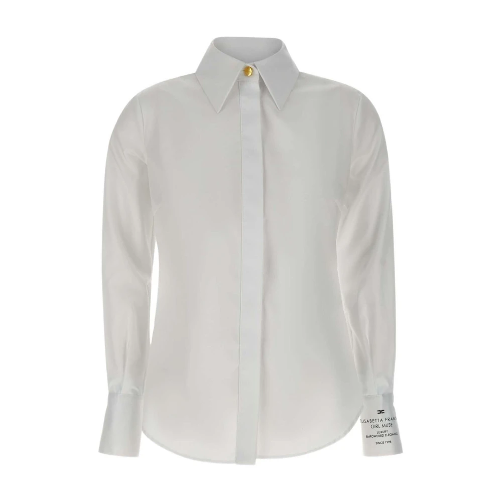Elisabetta Franchi Women's White Cotton Poplin Shirt With Logo