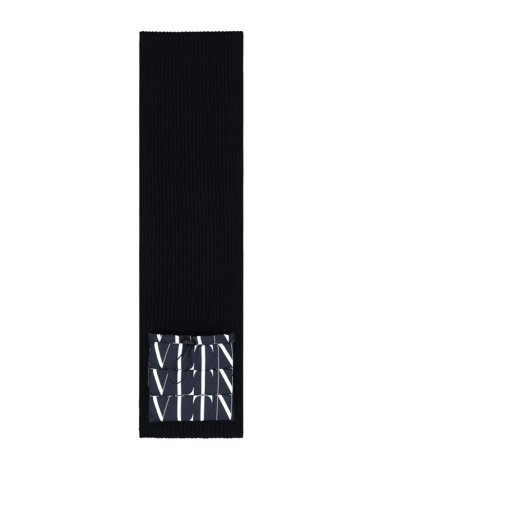 Valentino Svart Ull Logo Halsduk för Män Black, Herr