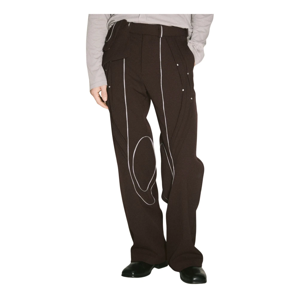 Kiko Kostadinov Stud Embellished Twill Chalice Pants Brown Heren