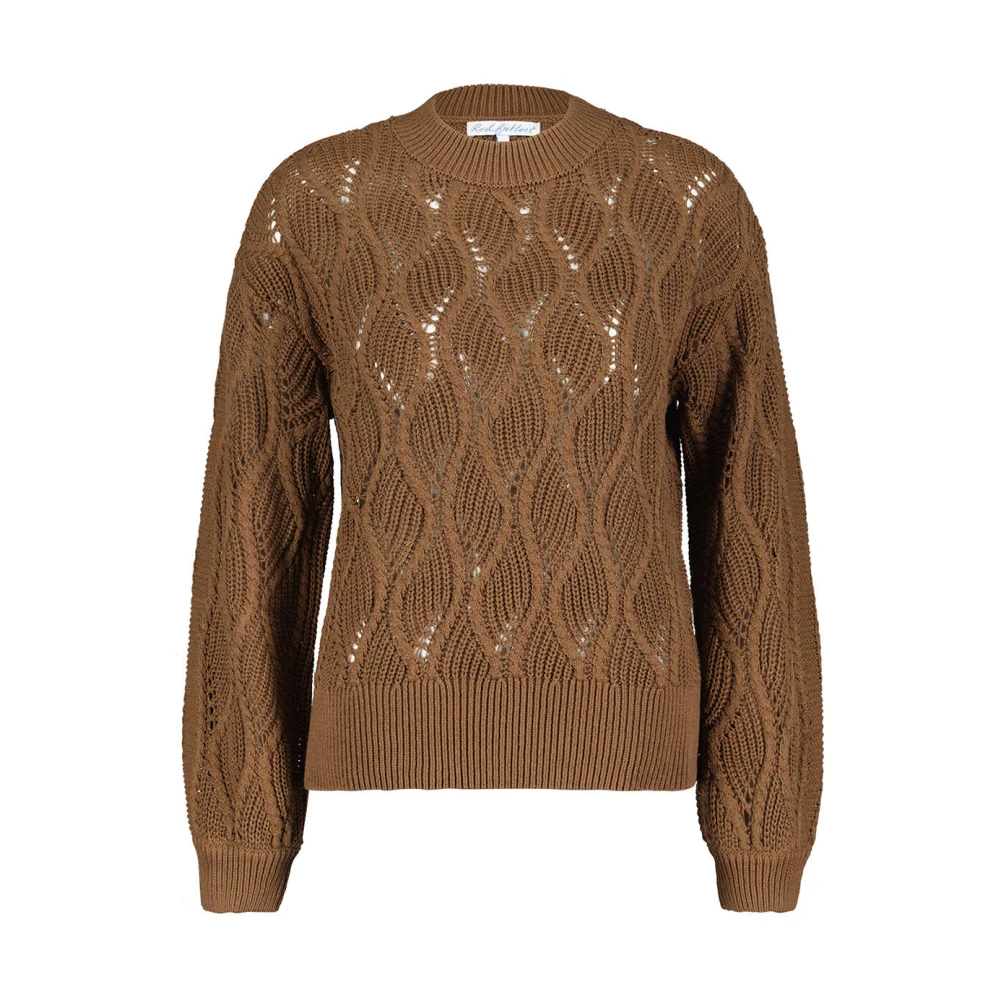 Red Button Swirl Pullover Sweater Brown Dames