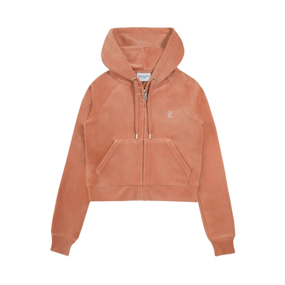 Juicy Couture Velour Hoodie med Rhinestone Detalj Brown, Dam