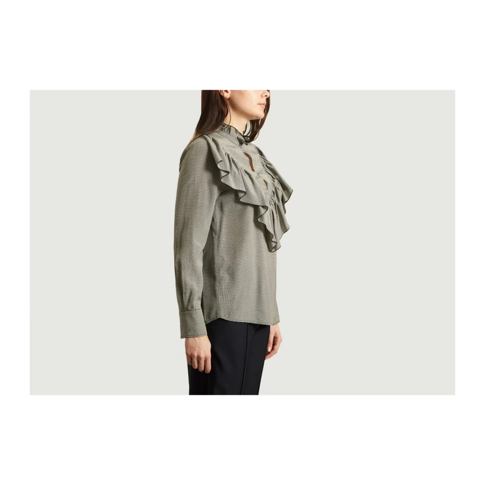 See by Chloé Micro-Check Ruffle Blouse Black Dames