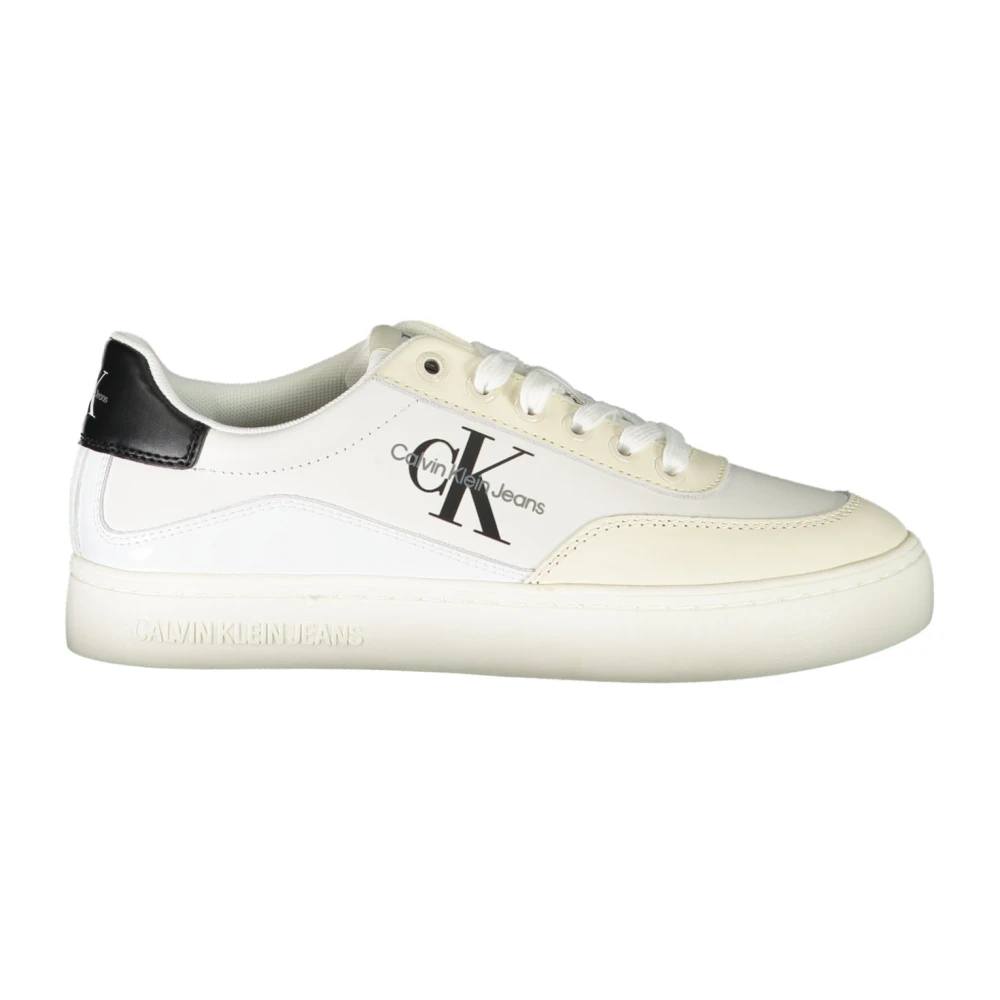 Calvin Klein Women's White Sporty Trainers With Contrast Details Size 8 Uk