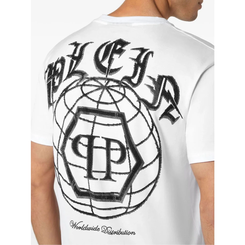 Philipp Plein Logo Wit T-shirt en Polo White Heren