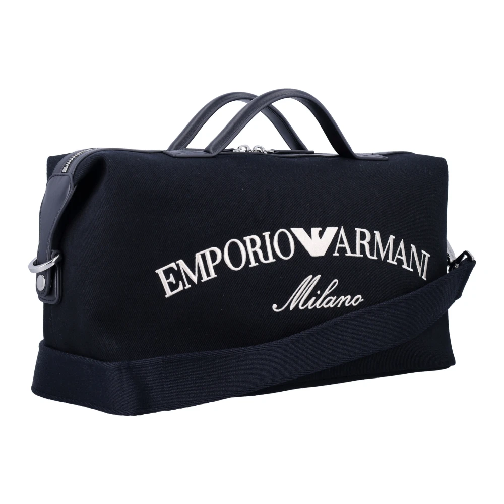 Emporio Armani Navy Canvas Schoudertas Black Heren