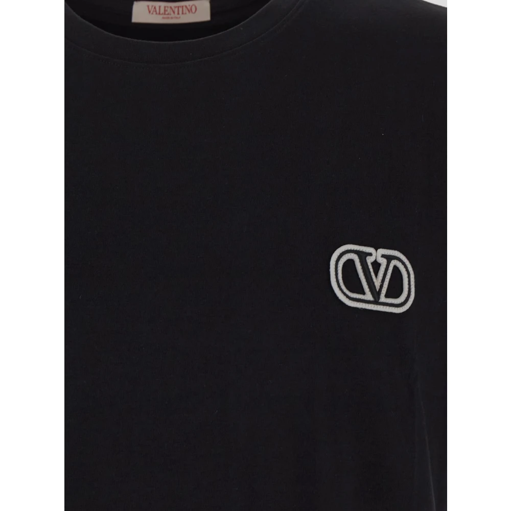 Valentino Katoenen Logo T-shirt Black Heren