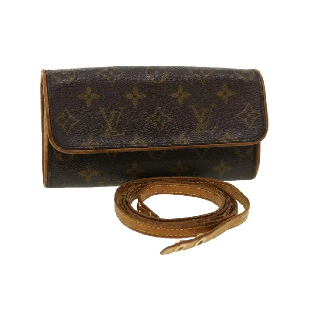 Louis Vuitton Vintage Förägande Beige Macadam Canvas Axelväska Brown, Unisex