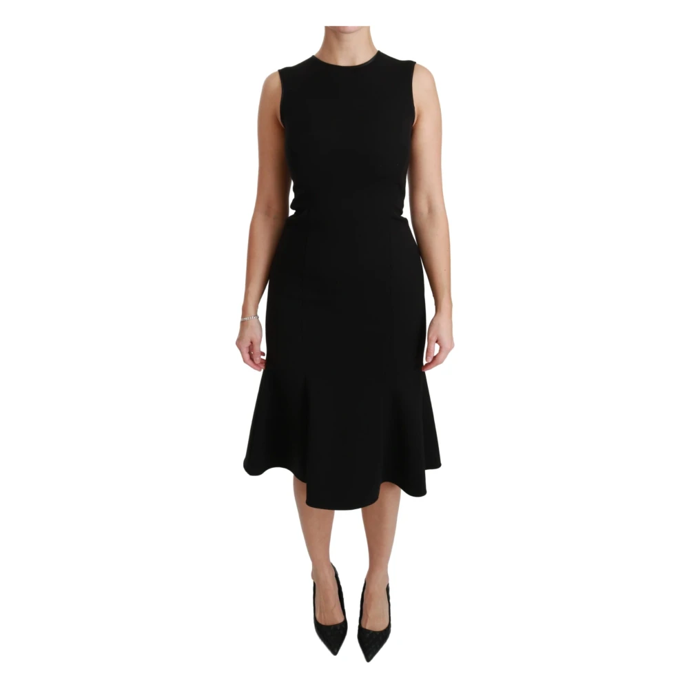 Dolce & Gabbana Women's Black Fit Flare Wool Stretch Sheath Dress - Knitted Dresses - M - Dresses