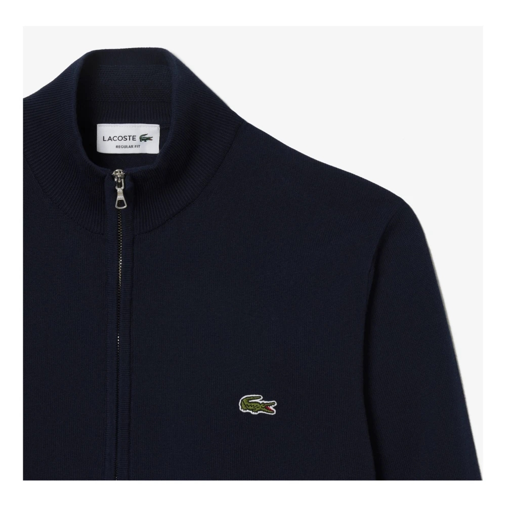 Lacoste Ritssluiting Katoenen Pullover Stijlvol Ontwerp Blue Heren
