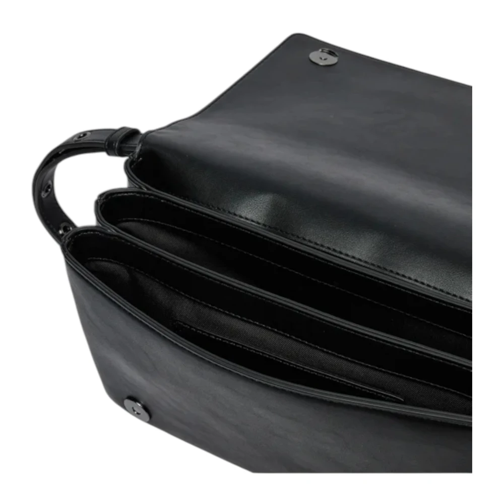 Love Moschino Stijlvolle Eyelets Gun Metal Schoudertas Black Dames