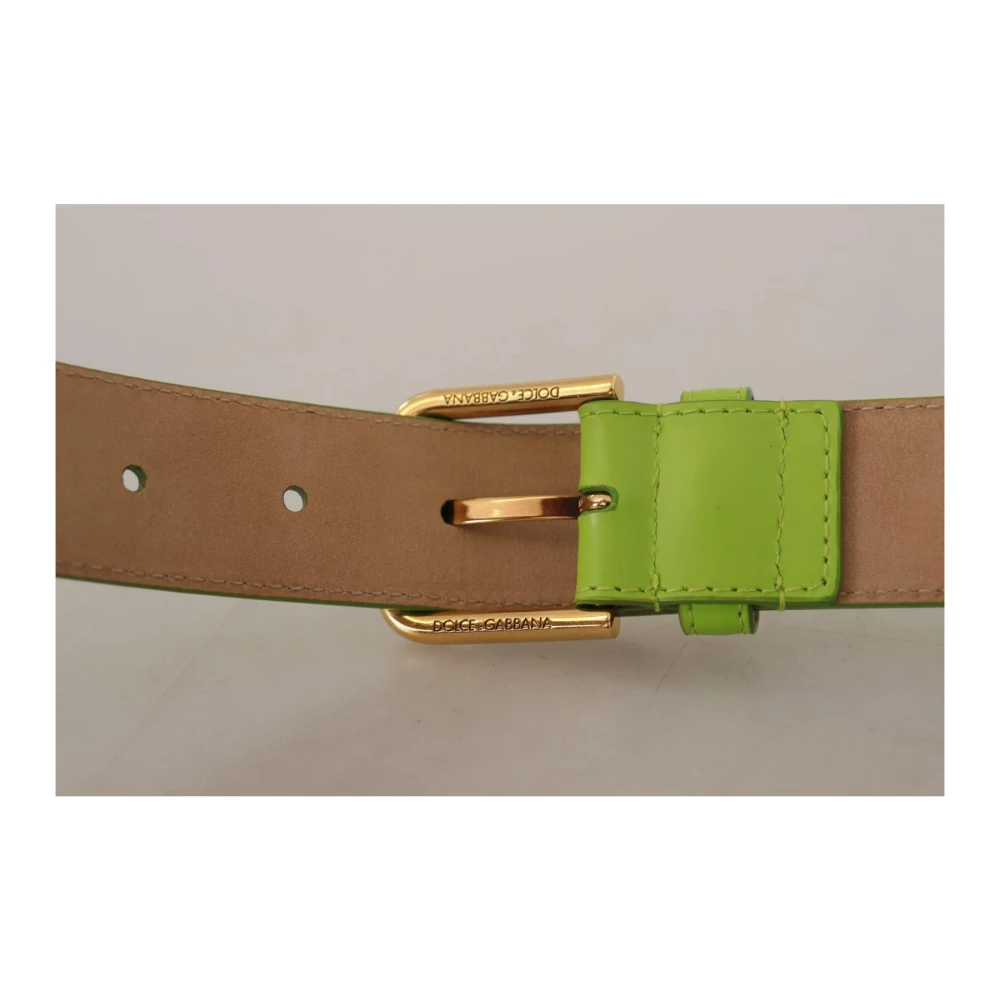 Dolce & Gabbana Gegraveerde Logo Leren Riem Green Dames